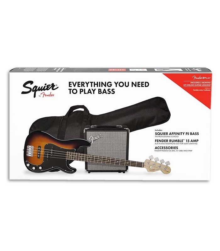 Pack Fender Squier Bass Affinity Precision Bass Rumble 15 Amp Sunburst
