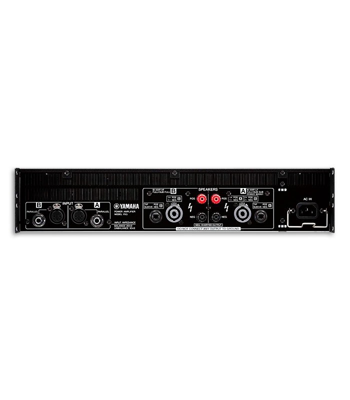 Foto das entradas e saídas do Amplificador de Potência Yamaha modelo PX5