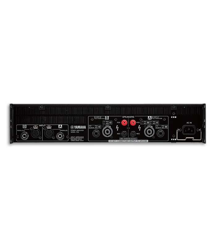 Photo of the Power Amplifier Yamaha PX8's inputs and outputs
