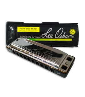 Foto de la harmonica Lee Oskar Harmonic Minor con la caja