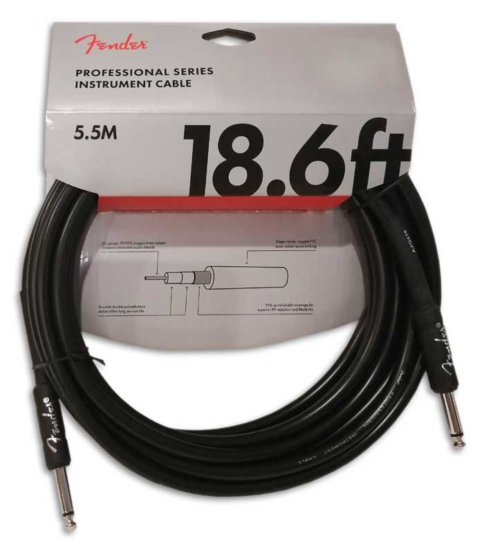 Cable Fender for Guitar Professional Series Black 5.5m