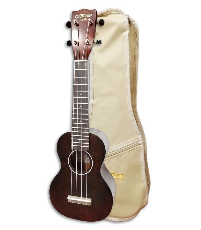 Foto del ukulele Gretsch Soprano G9100 con la funda