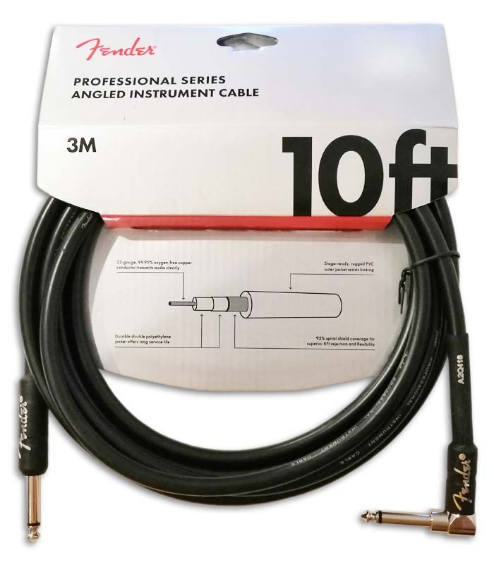 Package of cable Fender for Guitar Professional Series Black in L 3m