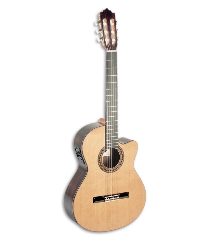 Photo of the Paco Castillo classical guitar 234 TE front and in three quarters