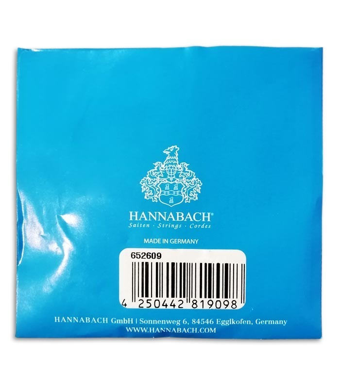 Foto da Corda Hannabach 8159HT 9ª Nylon para Guitarra Clássica trás embalagem