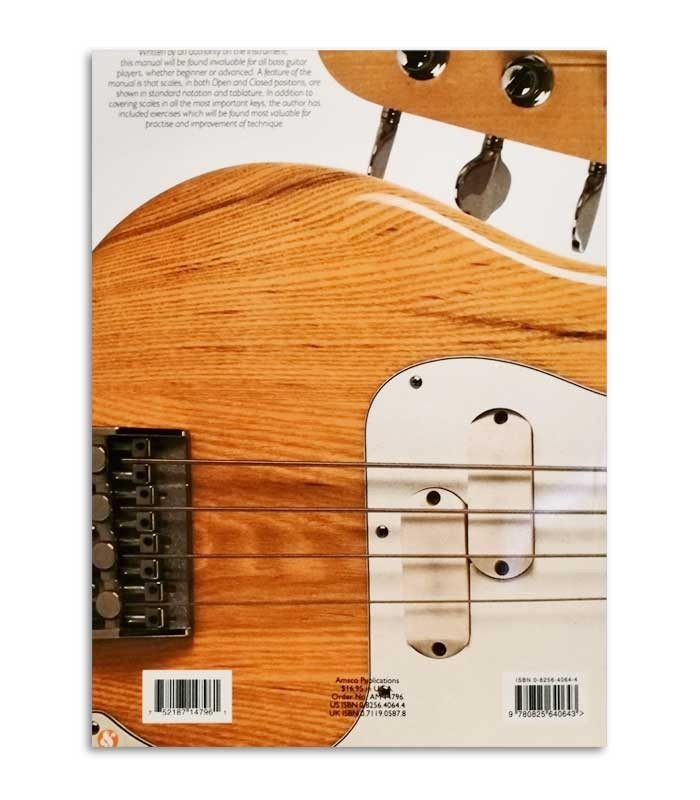 Photo of the back cover of the book Bass Guitar Scale Manual 
