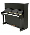 Foto do Piano Vertical Petrof modelo P125 F1 da Higher Series e frente e em três quartos