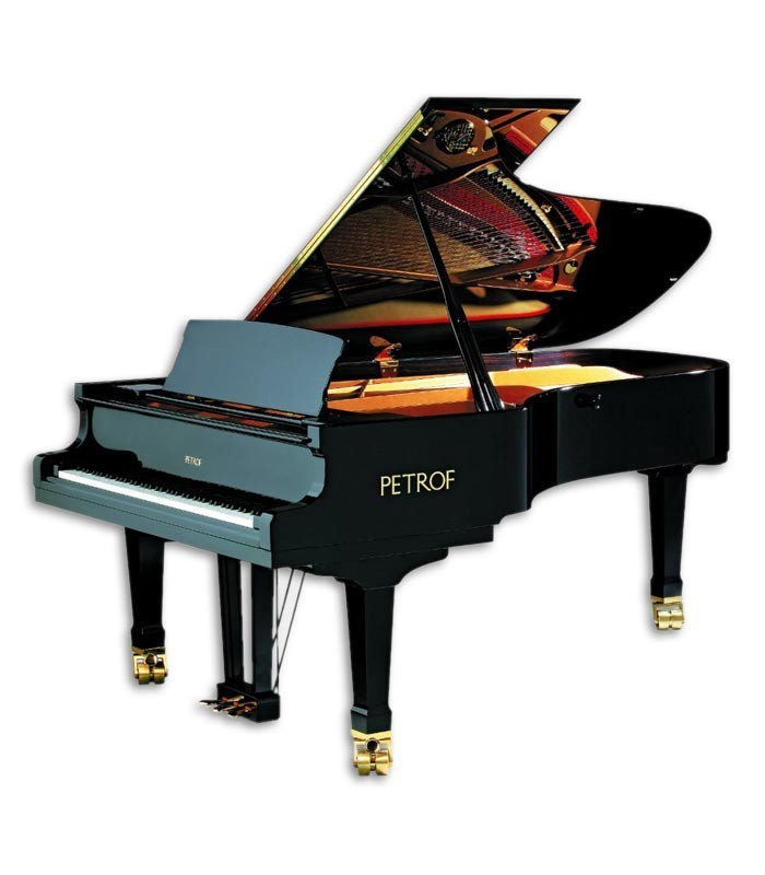 Photo of the Grand Piano Petrof model P237 Moonsoon from the Master Series front and in three quarters