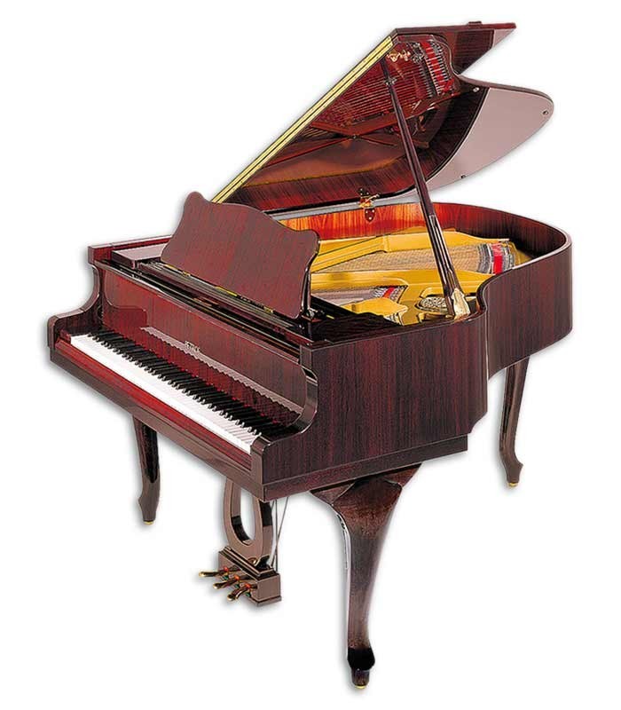 Photo of the Grand Piano Petrof model P173 Breeze Demichipendale from the Style Collection front and in three quarters