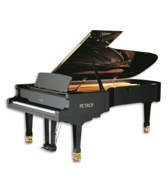 Photo of the Grand Piano Petrof model P284 Mistral from the Master Series front and in three quarters