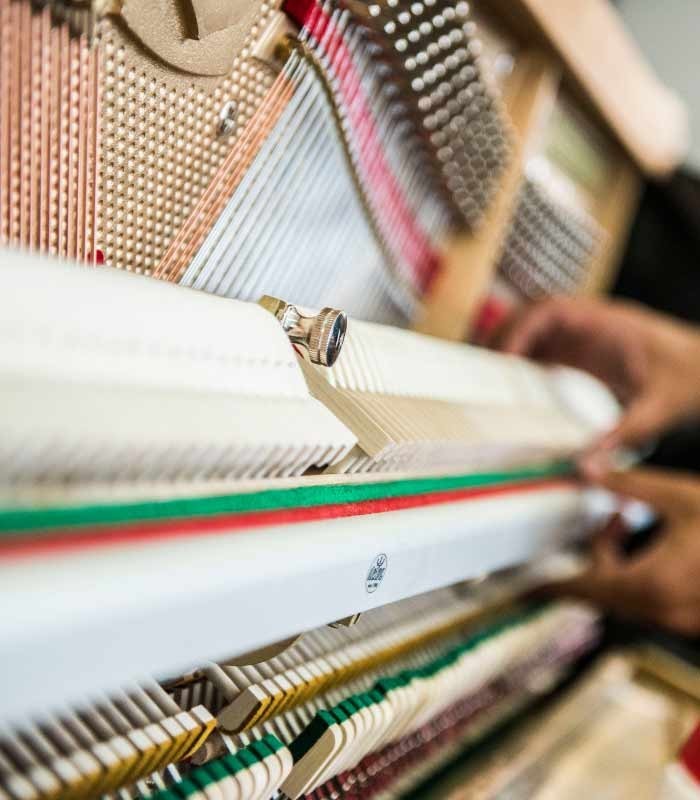 Photo detail of the action of the Upright Piano Petrof P118 R1