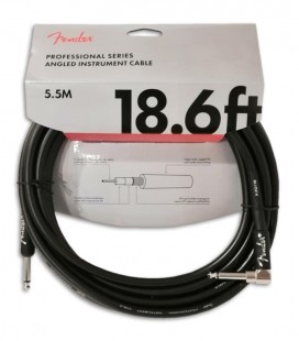 Foto del Cable Fender para Guitarra de la serie Profesional de 5,5 metros con una de las puntas en L y en color negro