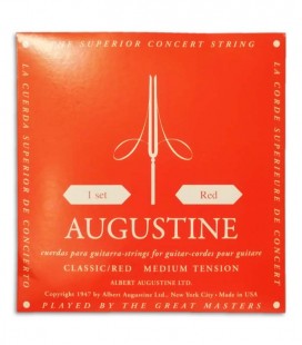 Capa da embalagem do Jogo de Cordas Augustine Classic Red em tensão normal 