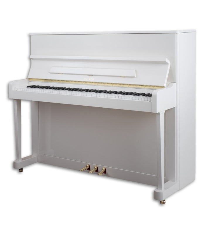 Foto do Piano Vertical Petrof P118 P1 com acabamento em branco