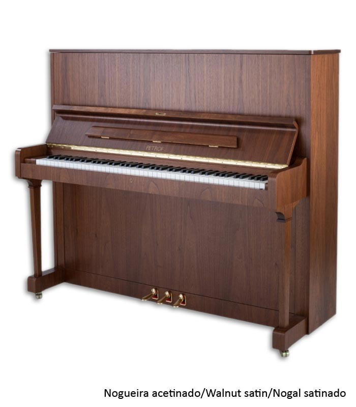 Photo of the Upright Piano Petrof P125 F1 with a satin walnut cabinet