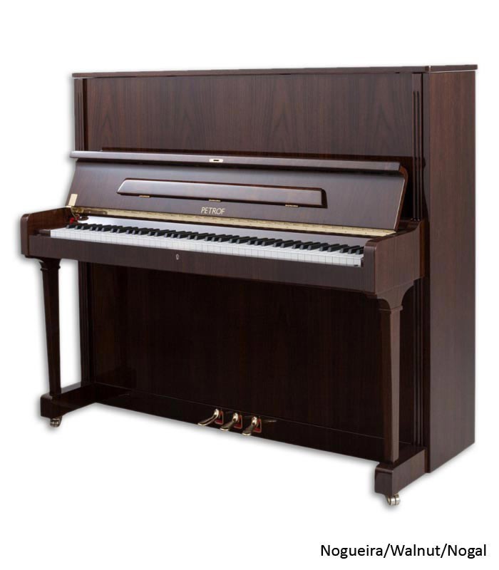 Photo of the Upright Piano Petrof P125 G1 with a walnut cabinet