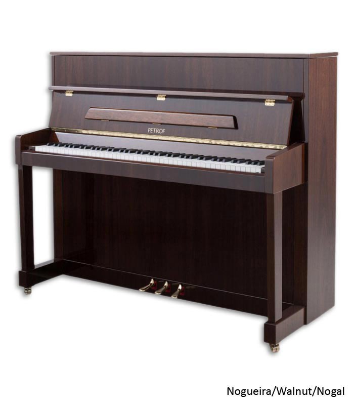 Photo of the Upright Piano Petrof P118 M1 with a walnut cabinet