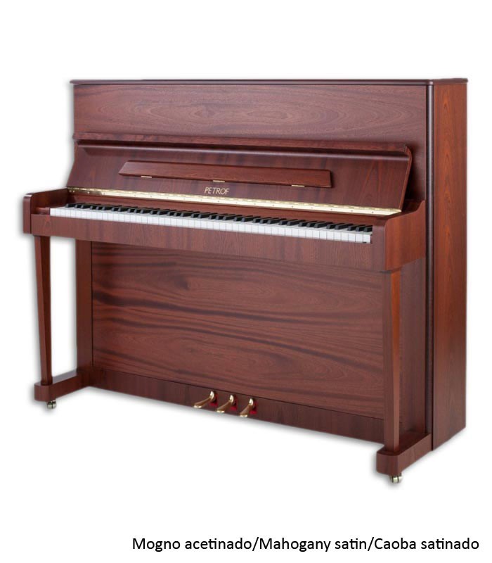 Photo of the Upright Piano Petrof P118 P1 with a satin mahogany cabinet