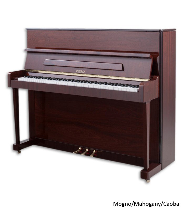 Photo of the Upright Piano Petrof P118 P1 with a mahogany cabinet