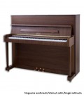 Foto do Piano Vertical Petrof P118 P1 com móvel de nogueira acetinado