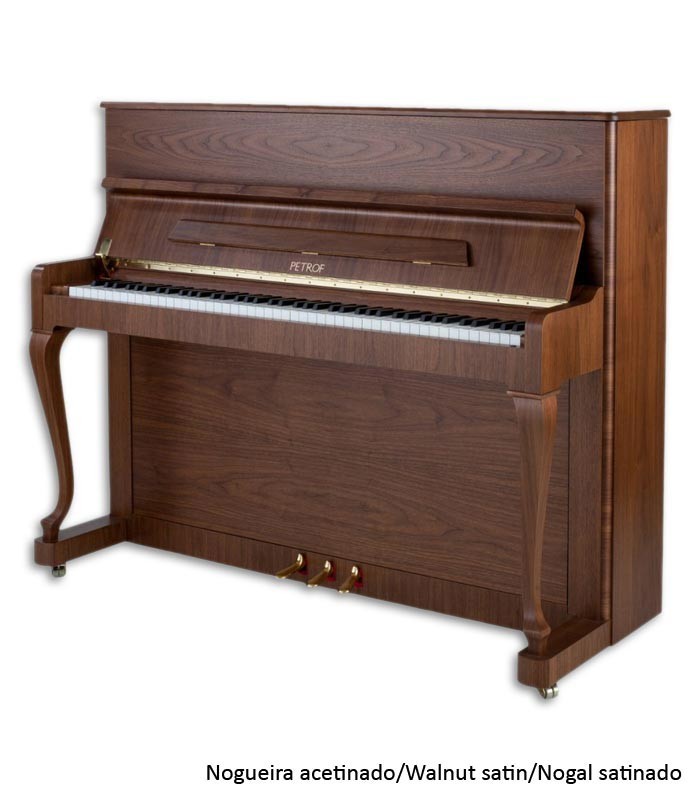 Photo of the Upright Piano Petrof P118 D1 with a satin walnut cabinet
