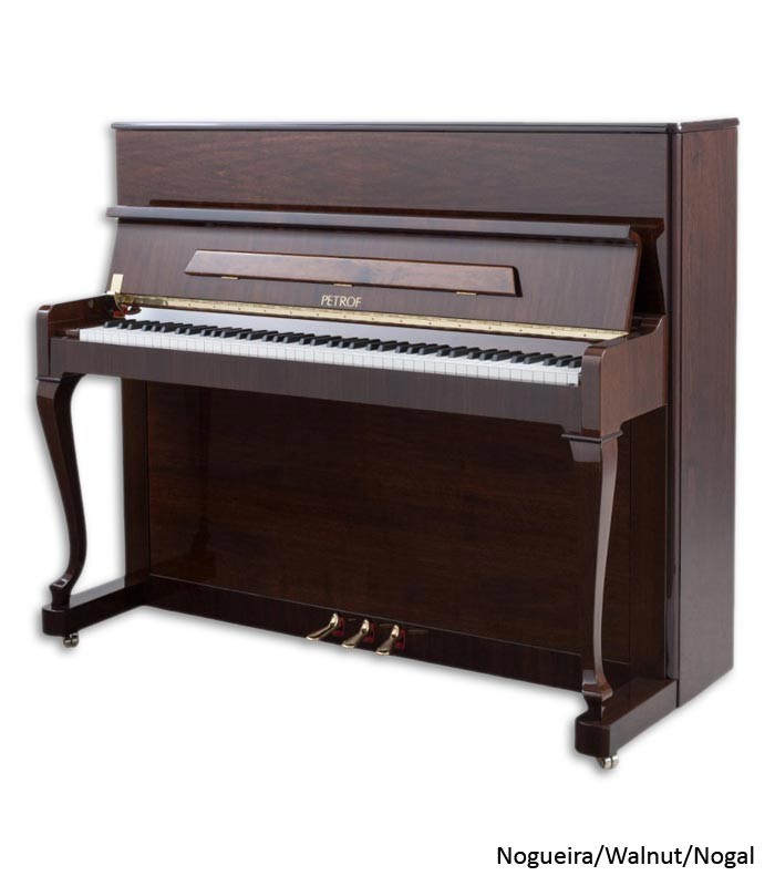Photo of the Upright Piano Petrof P118 D1 with a walnut cabinet