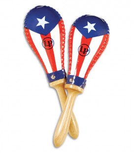 Photo of the Pair of Maracas LP model LP862215 Salsa with the heads decorated with the Puerto Rico flag