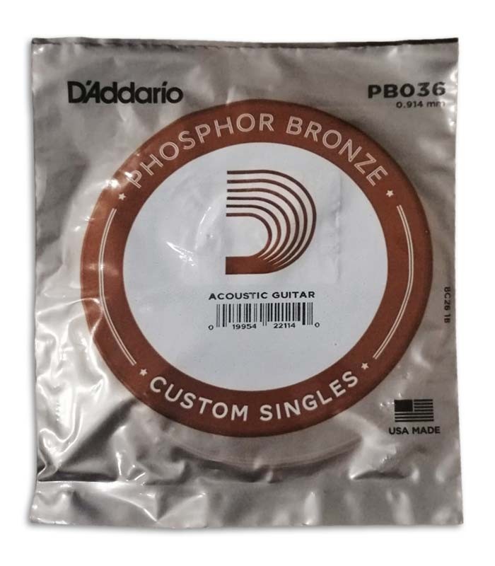 Photo of the package of the String DAddario model PB036W for Acoustic Guitar