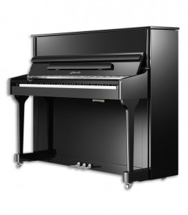 Imagem do Piano Vertical Ritmuller modelo AEU118S PE de frente e em três quartos