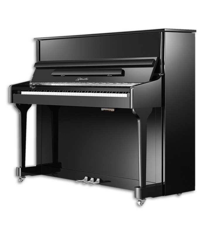 Imagen del Piano Vertical Ritmuller modelo AEU118S PE de frente y en trés cuartos