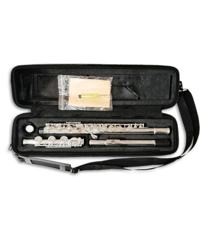 Foto da Flauta Taylor Collins modelo FL 1 Standard e acessórios dentro do estojo