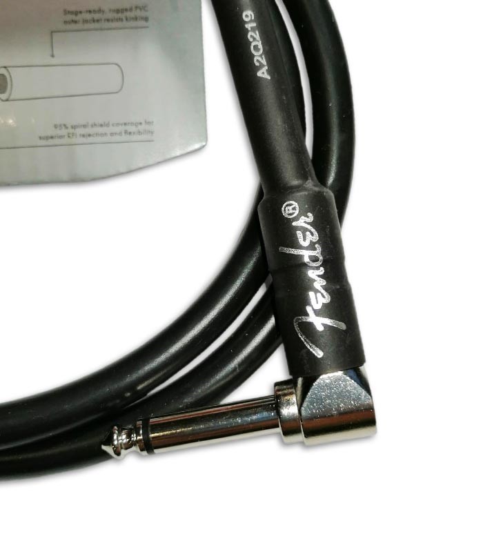 Photo detail of the jack of the Fender Guitar Cable Black in L 90 cm