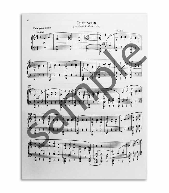 Foto de uma amostra do conteúdo do Livro Satie Peças para Piano EP7342