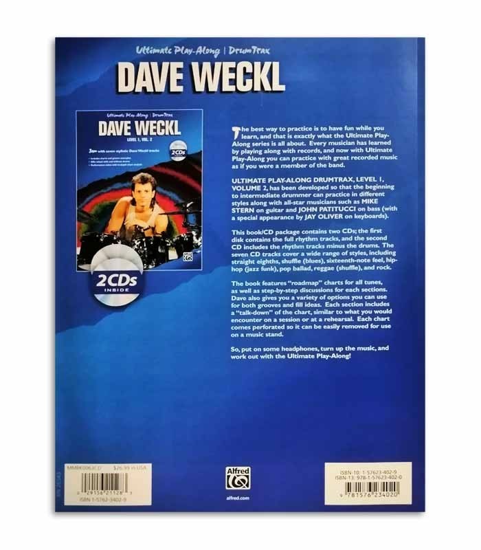 Photo of the backcover of the book Dave Weckl Ultimate Play Along Level 1 Vol 2 IMP4148A