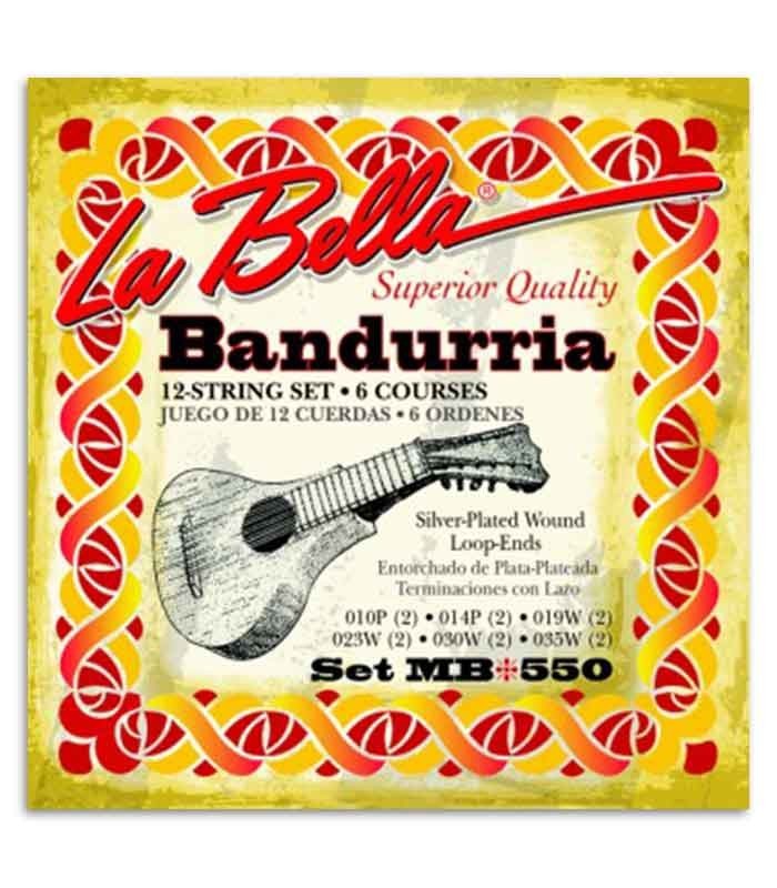 Foto de la portada del embalaje del Juego de Cuerdas LaBella MB 550 para Bandúrria