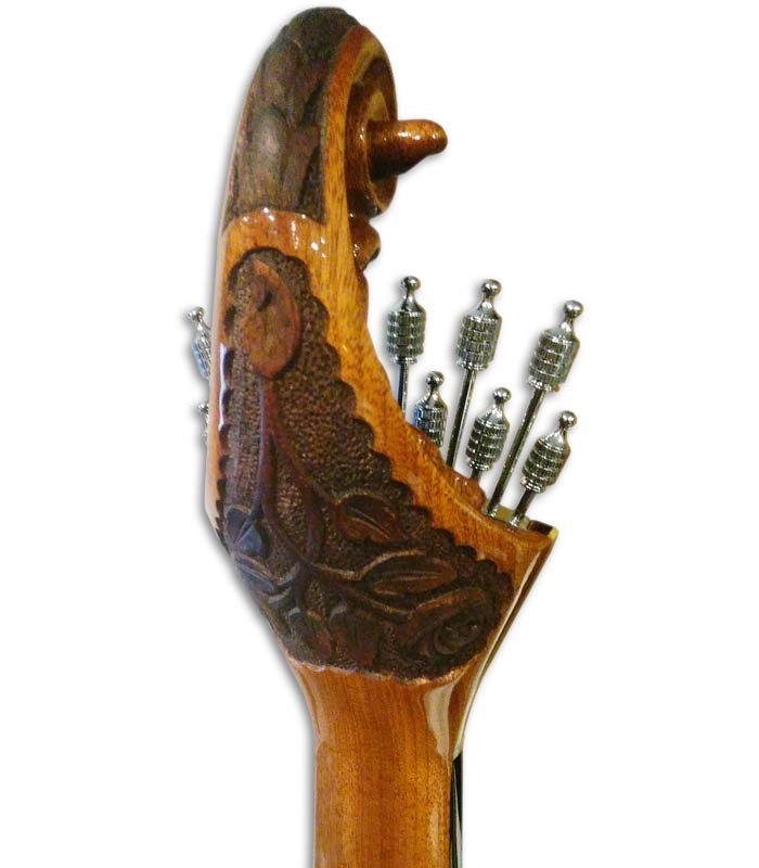 Foto detalle de la decoración de la cabeza de la Guitarra Portuguesa Artimúsica GP73L