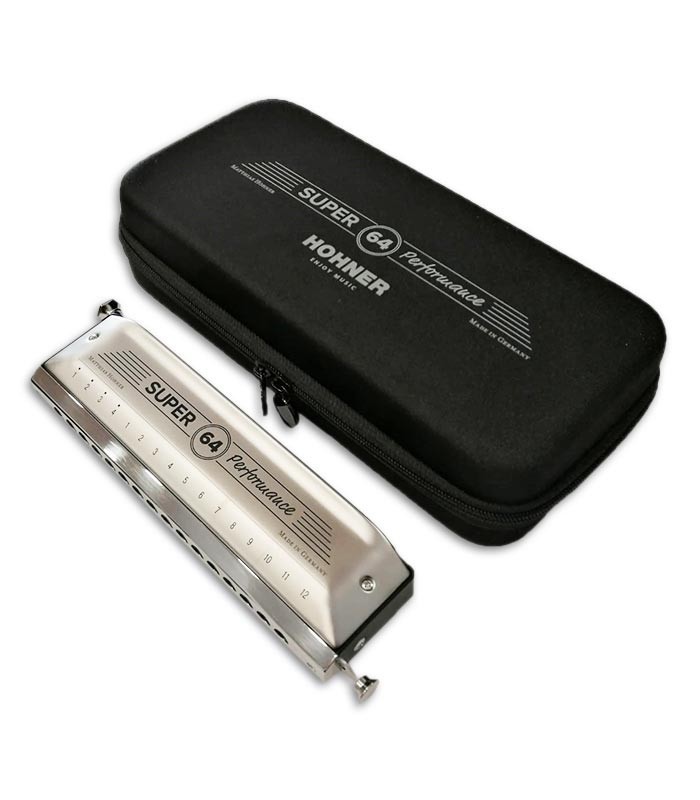 Photo of the Hohner Harmonica Super 64 New Version and case
