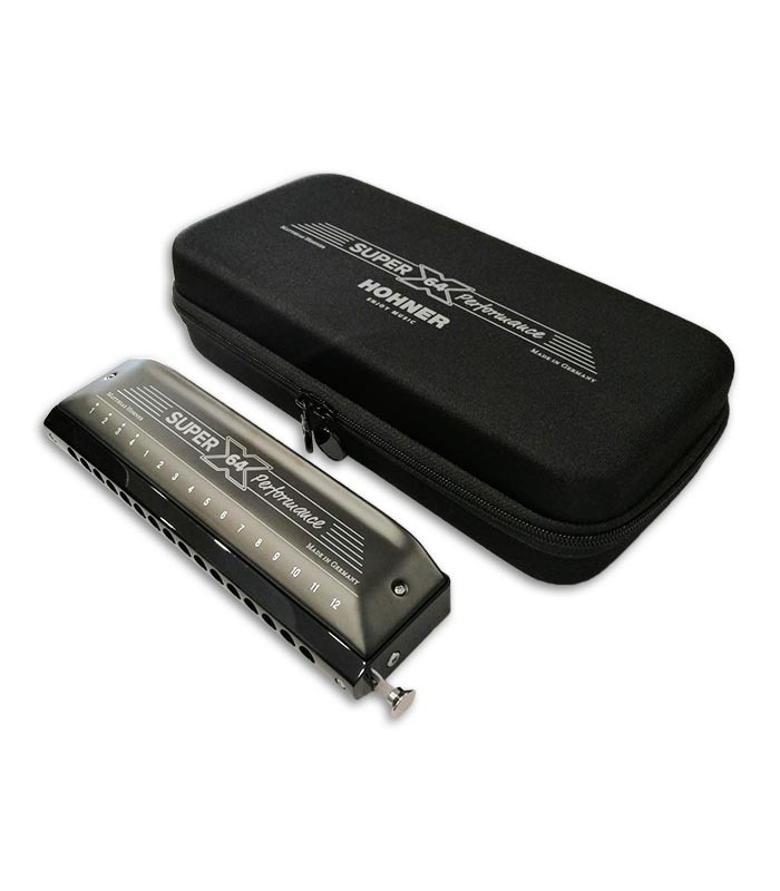 Photo of the Hohner Harmonica Super 64 X New Version and case