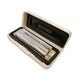 Photo of the Harmonica Hohner Marine Band in A flat inside the case