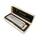 Photo of the Harmonica Hohner Marine Band in F sharp inside the case