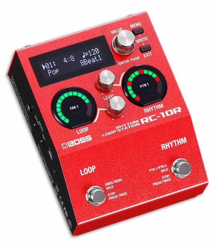 Foto del Pedal Boss RC-10R de frente y en trés cuartos