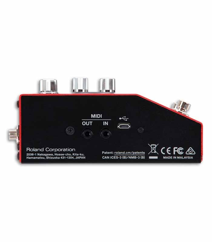 Foto entradas MIDI y USB del Pedal Boss RC-10R