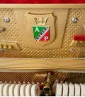 Foto detalhe do interior do Piano Vertical Petrof P122 N2