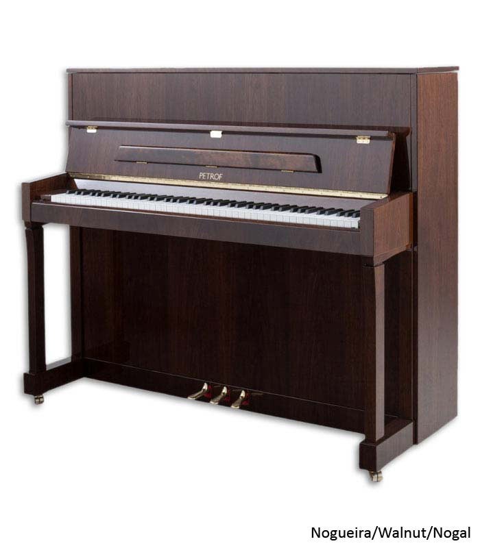 Photo of the Upright Piano Petrof P122 N2 with a walnut cabinet