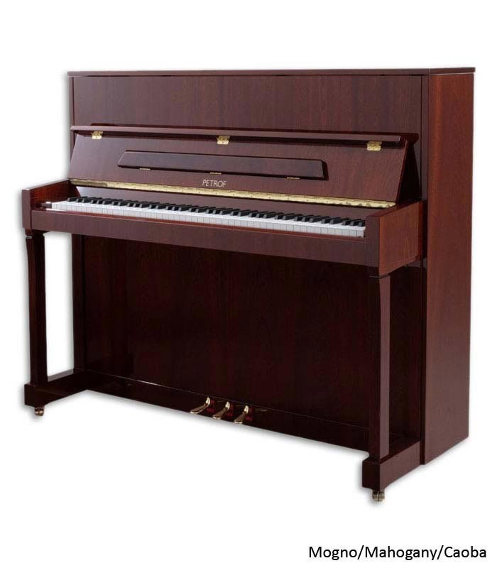 Photo of the Upright Piano Petrof P122 N2 with a mahogany cabinet