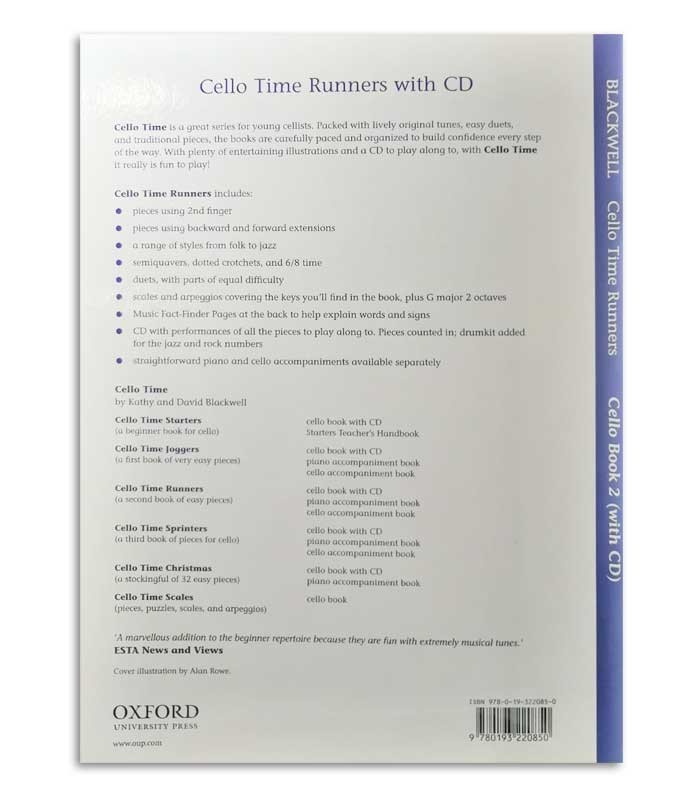 Foto de la contraportada del libro Blackwell Cello Time Runners Book 2 con CD
