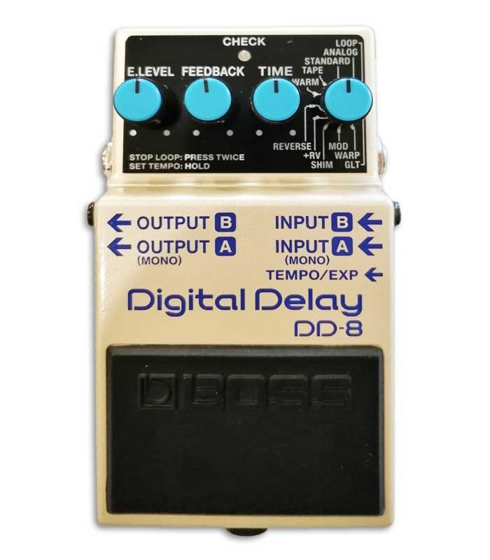 Photo of the Pedal Boss DD 8 Digital Delay controls