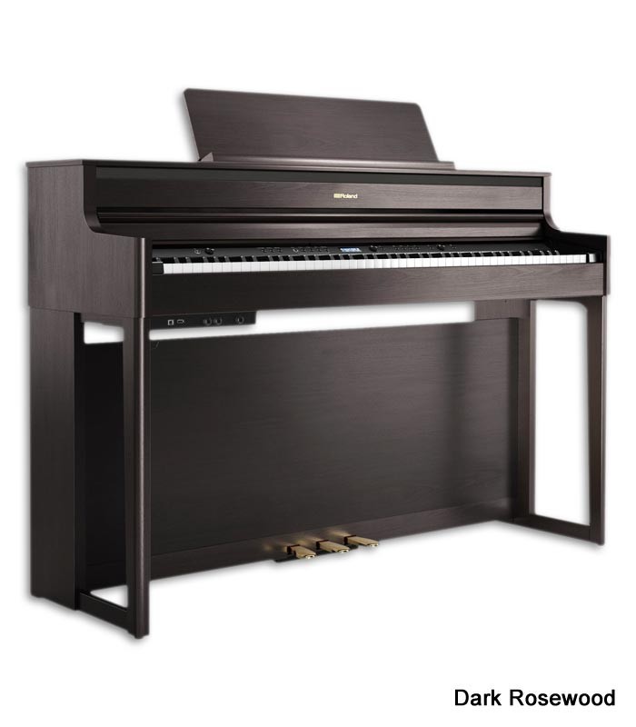 Foto do Piano Digital Roland HP-704 com acabamento Dark Rosewood