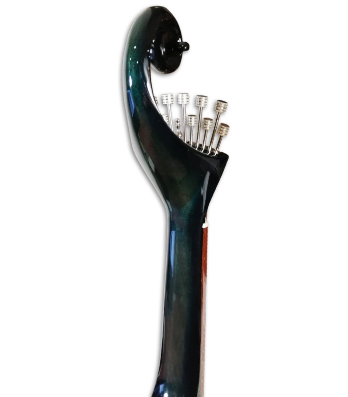 Foto da cabeça da Guitarra Portuguesa Artimúsica GPBBL Modelo Lisboa Blueburst Base Tampo Tília Fundo Acácia