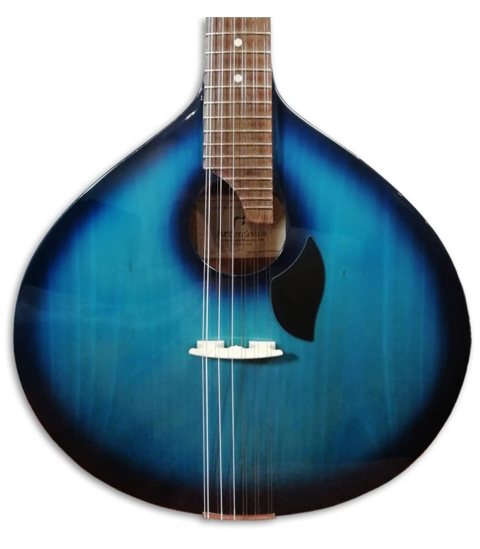 Foto de la tapa de la Guitarra Portuguesa Artimúsica GPBBL Modelo Lisboa Blueburst Base Tapa Tílo Fondo Acacia Blueburst